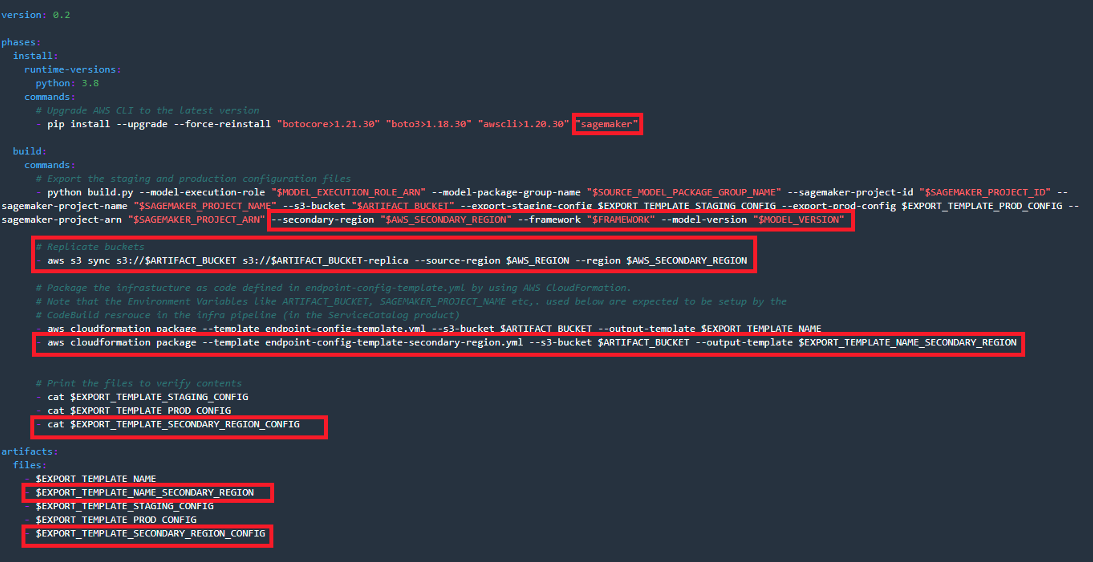 Screenshot of build yaml file