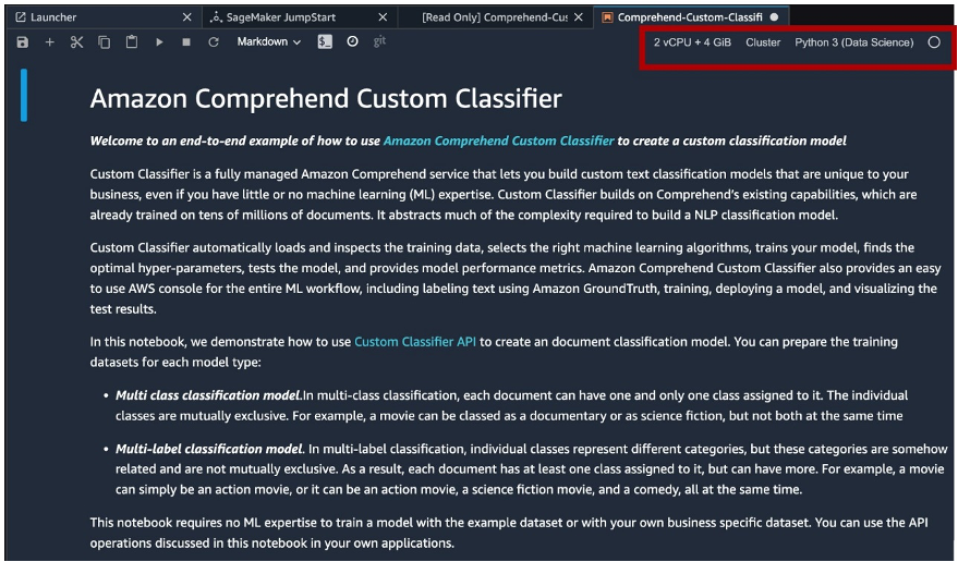 Notebook in your SageMaker Studio