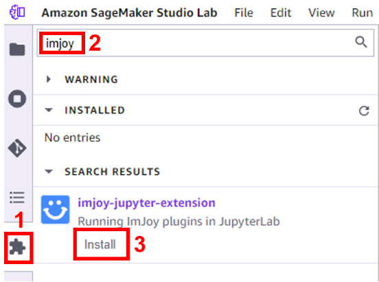 extension manager on studio lab