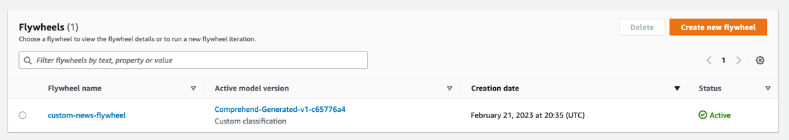 Once created, the status will change to Active.
