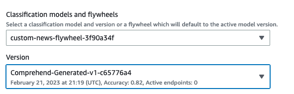 active model version is already selected.