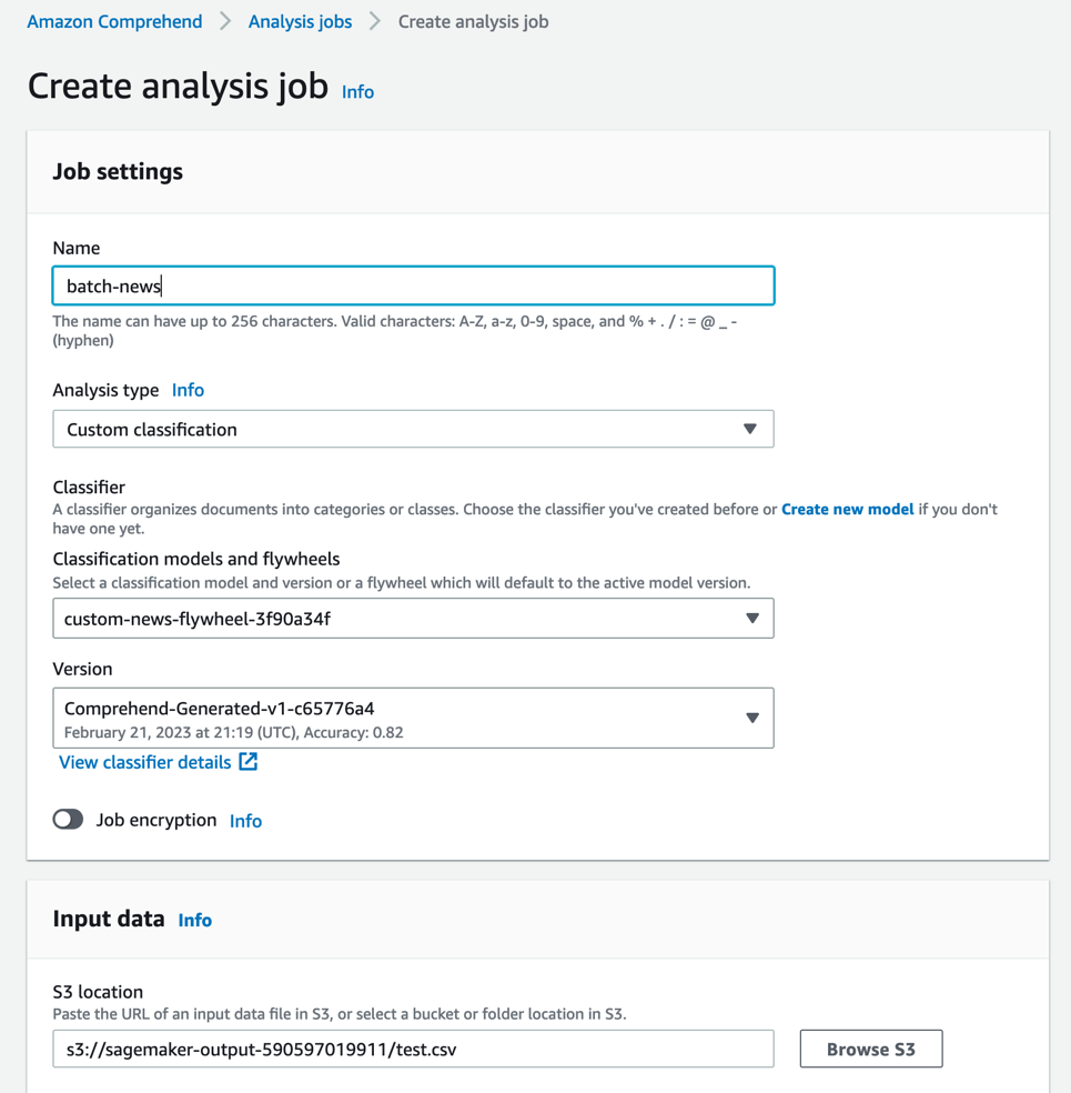 create analysis job