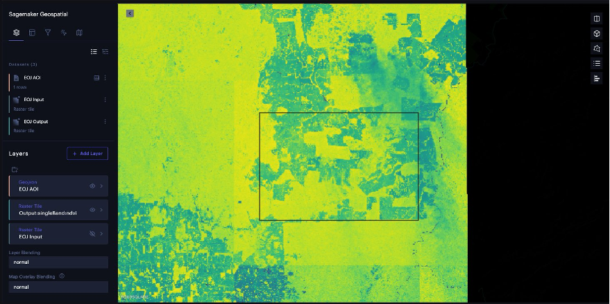 AOI bounding box layer superimposed on the output layer