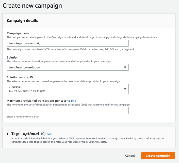 Create new campaign