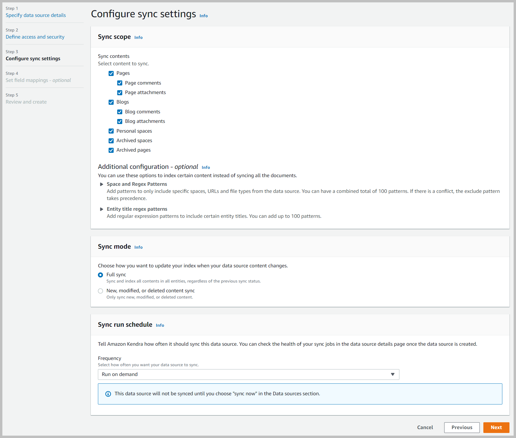 configure sync settings