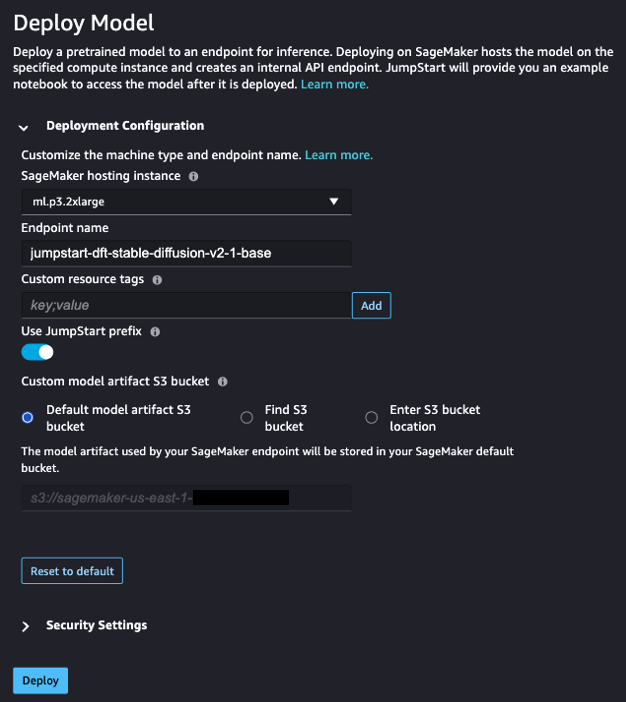 SageMaker JumpStart Deployment Configuration