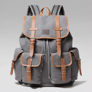 gray canvas backpack