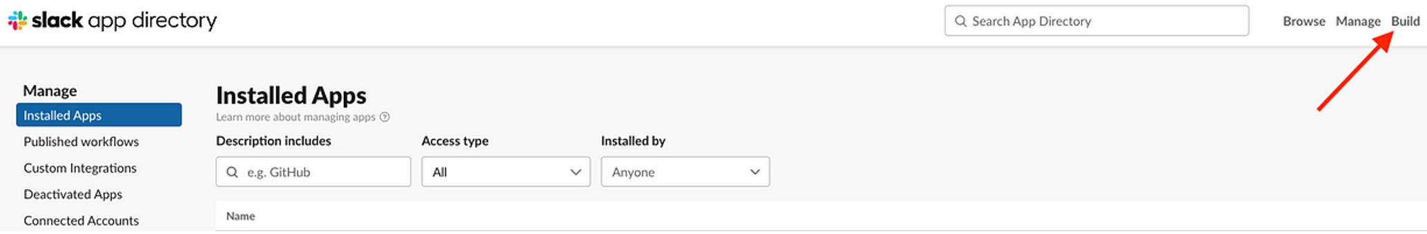 Build new Slack Application