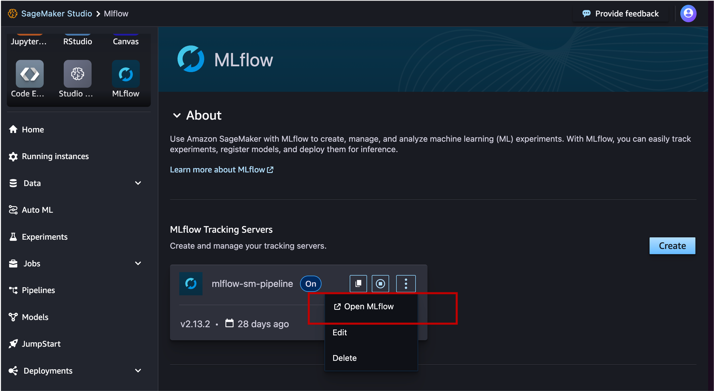 Open MLflow UI