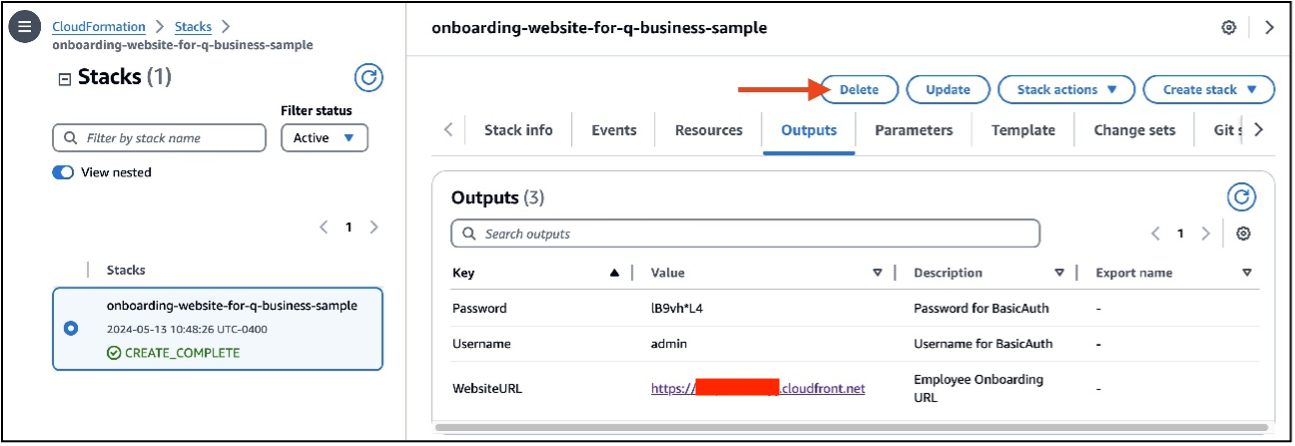 Delete Cloudformation stack