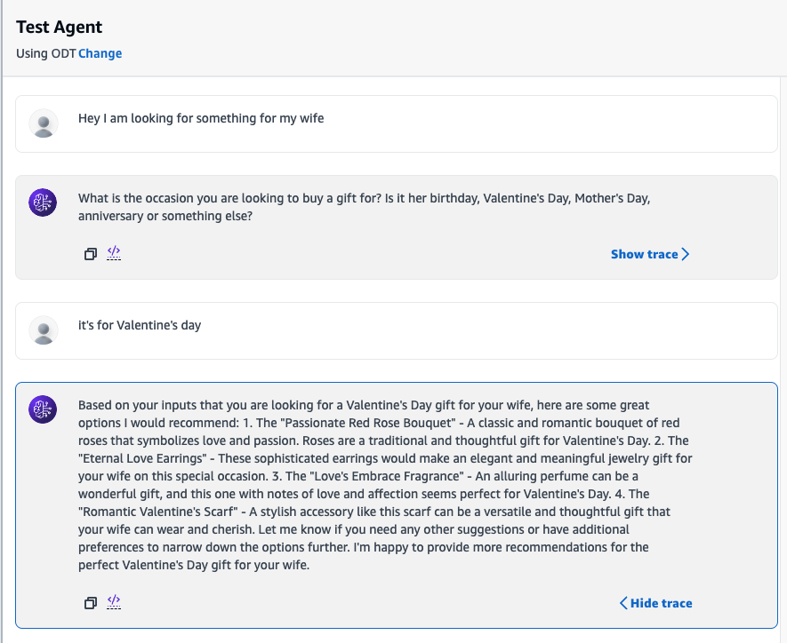 Agent Test sample for a gift for wife in valentine's day