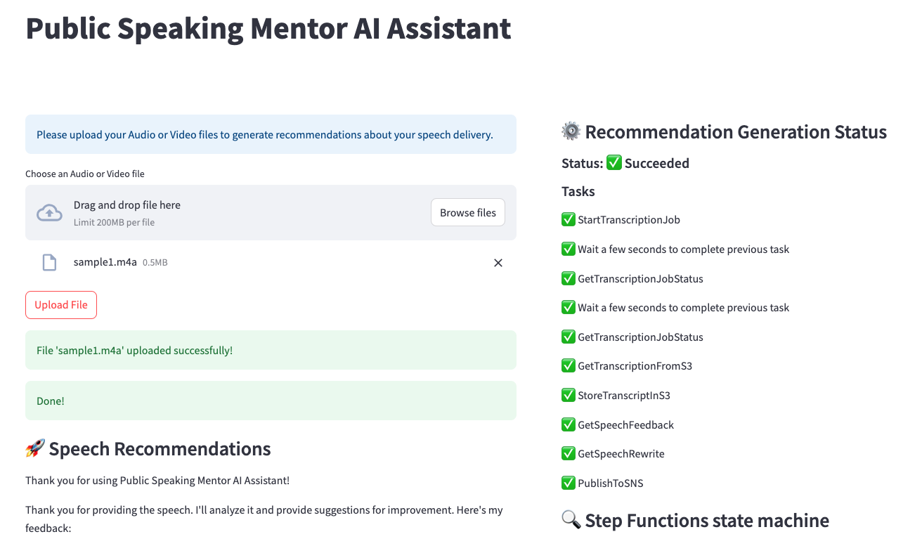 Public Speaking Mentor AI Assistant Results Page