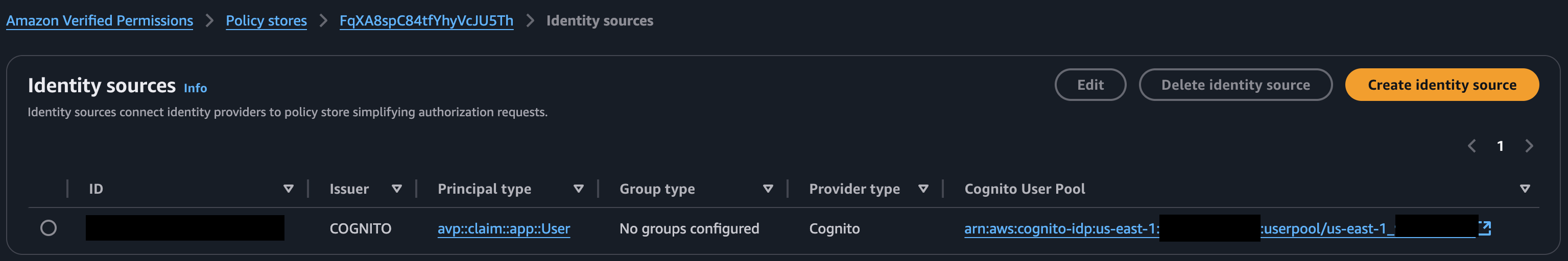 Figure 8: Amazon Verified Permissions policy stores by ID
