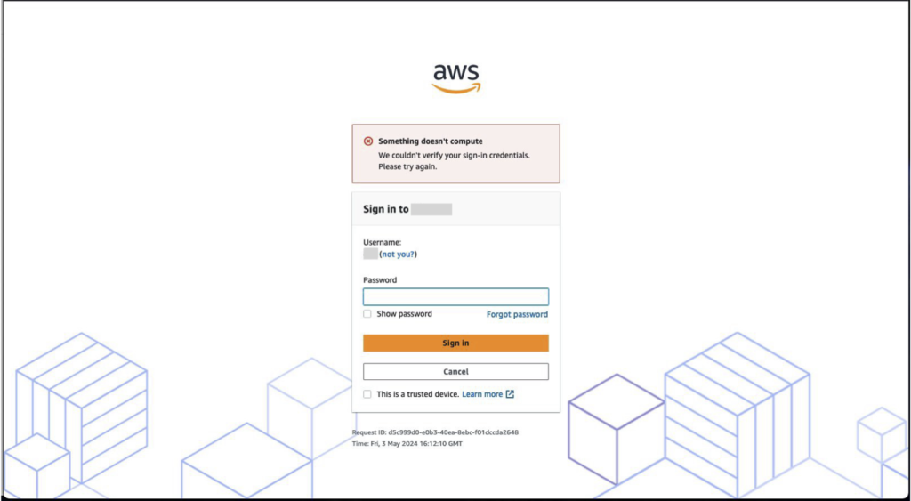 Amazon Q Identity Center Invalid Login