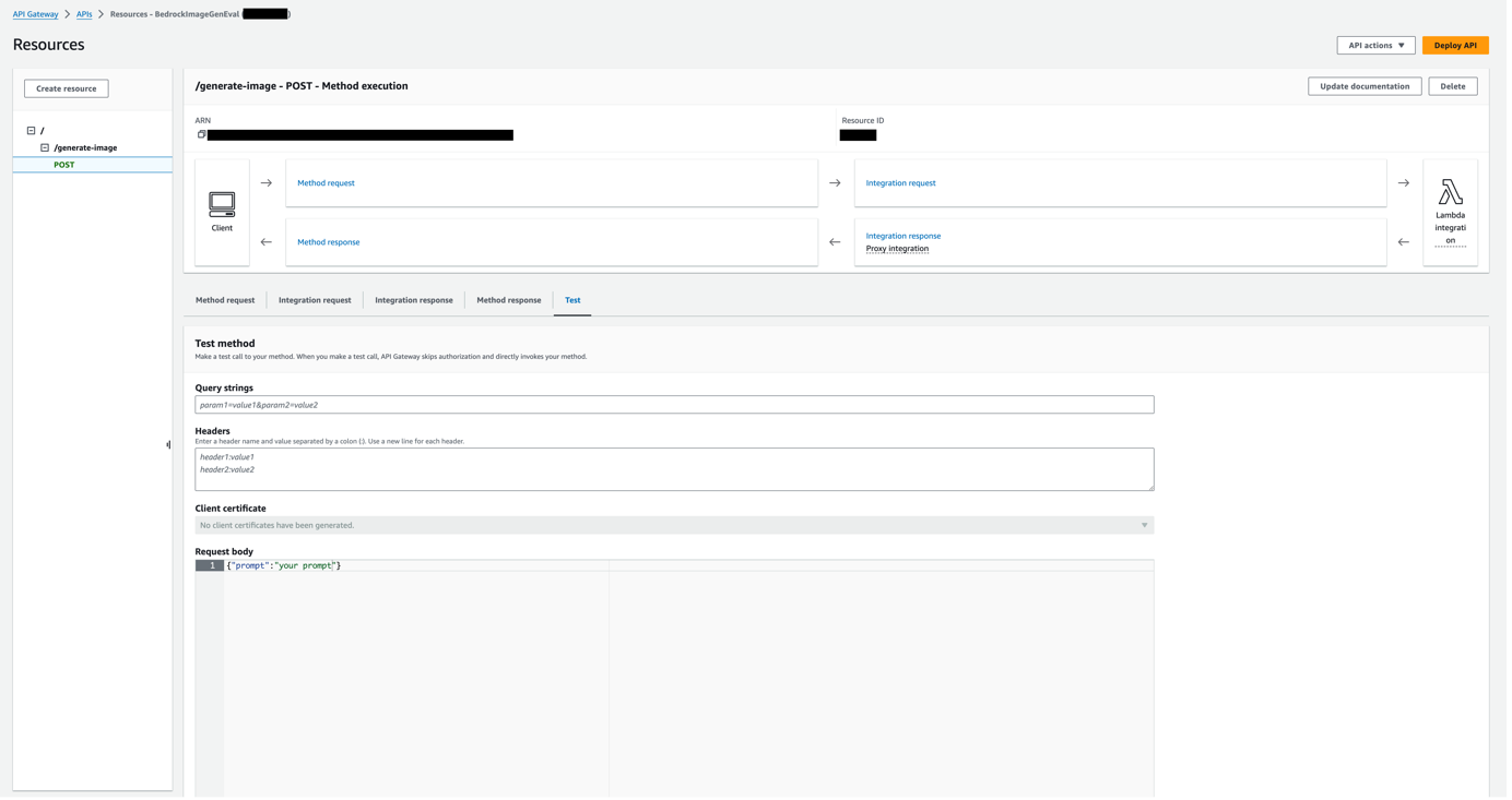 Test using API Gateway console