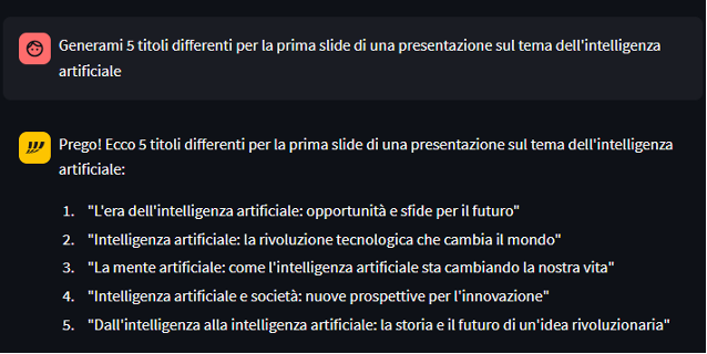 Generate titles for a slide deck about AI