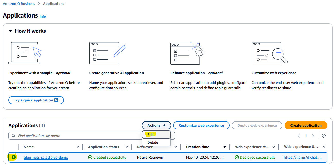 Amazon Q Edit application