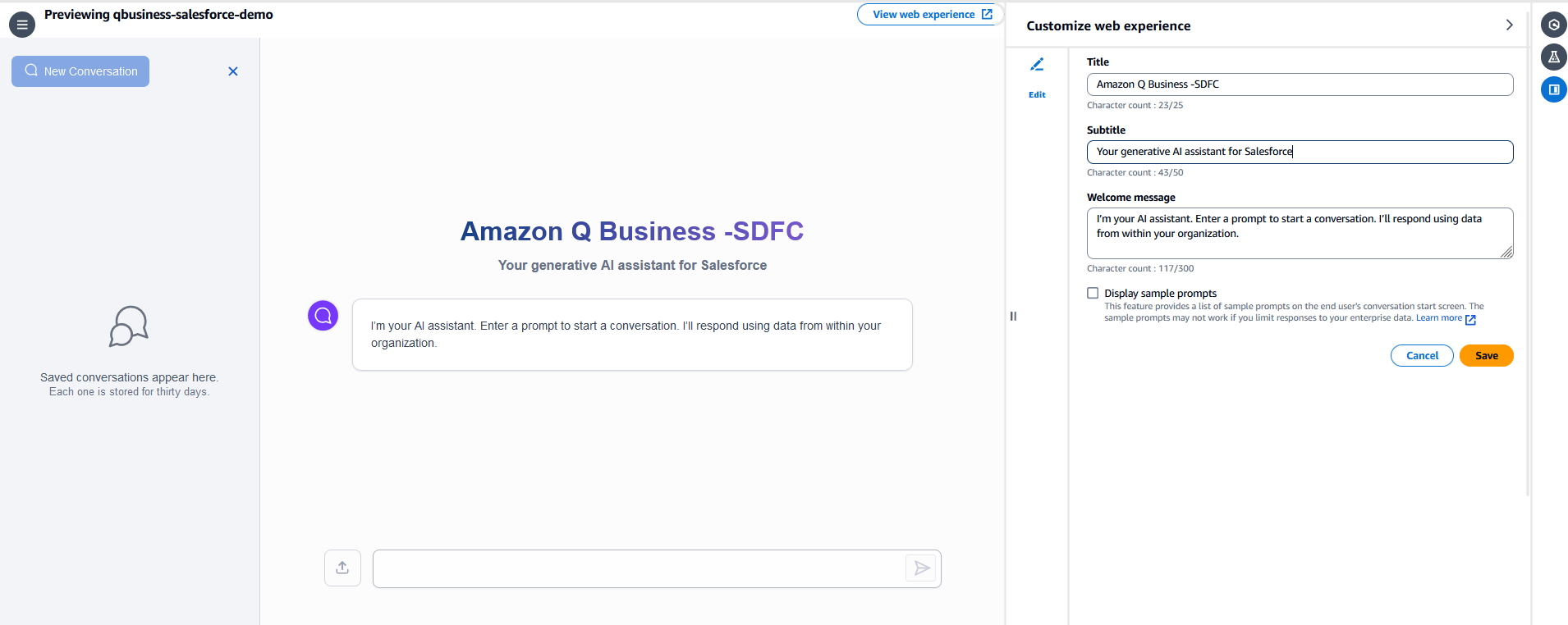 Amazon Q Business web UI