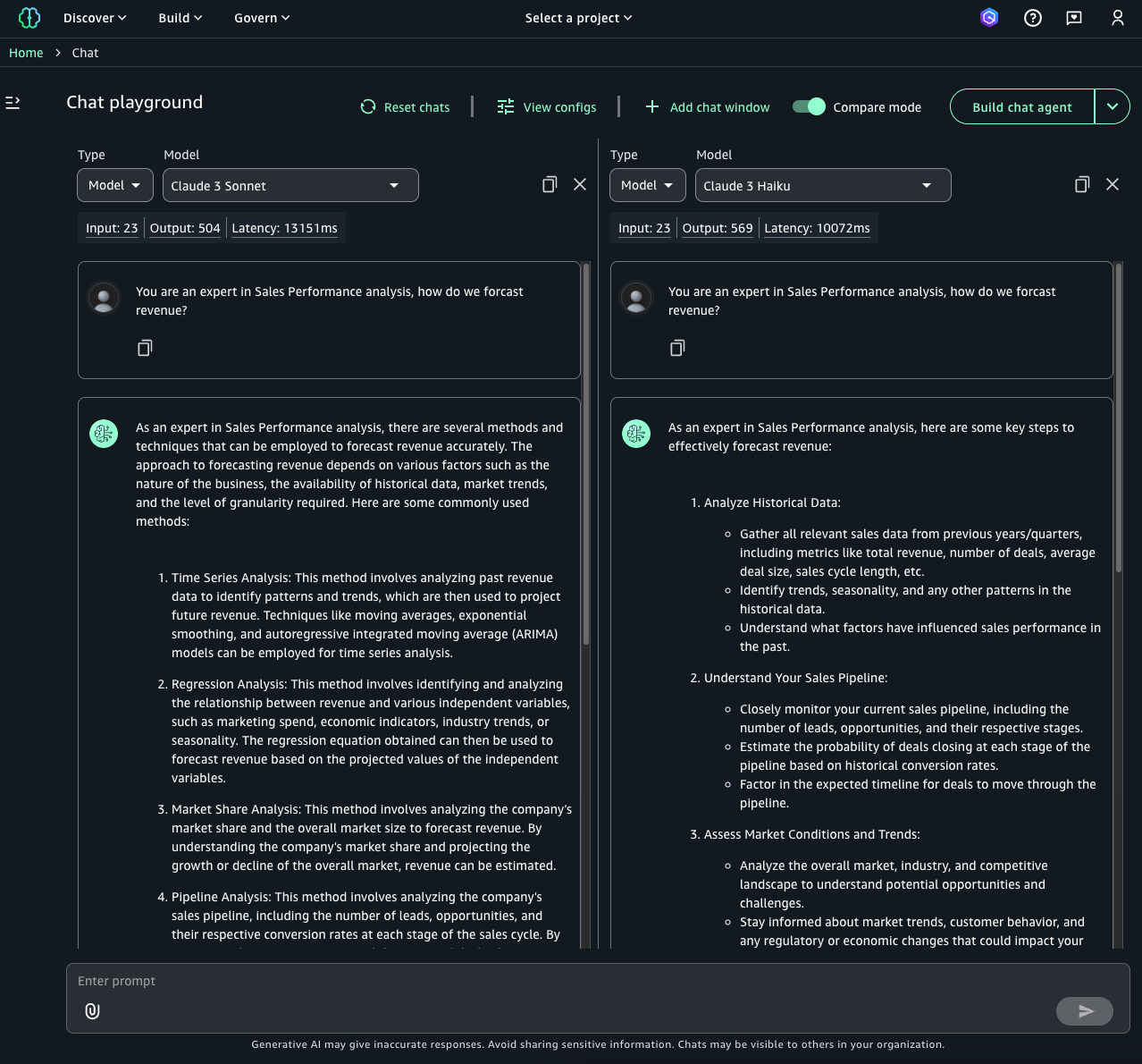 Bedrock IDE - Generative AI playground 