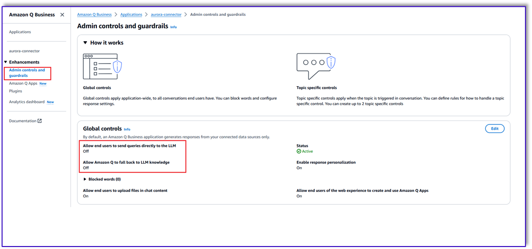 Admin controls and guardrails