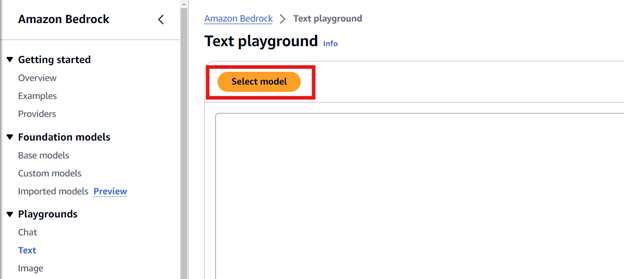 Using the model in Amazon Bedrock text playground