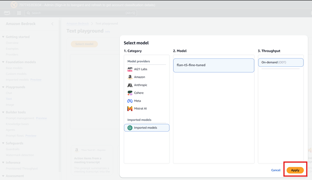 Selecting the fine-tuned model for use
