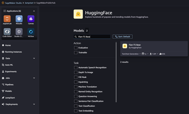 Amazon SageMaker JumpStart Page