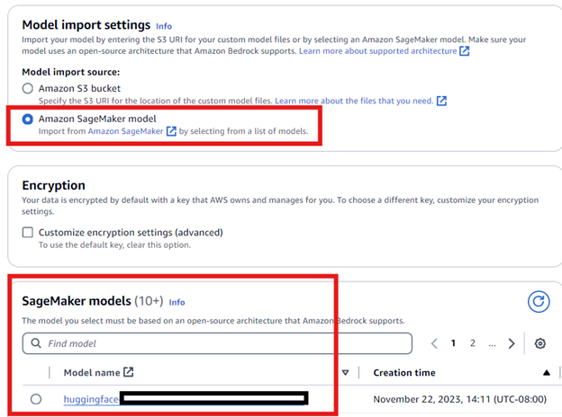 Importing a model from Amazon SageMaker