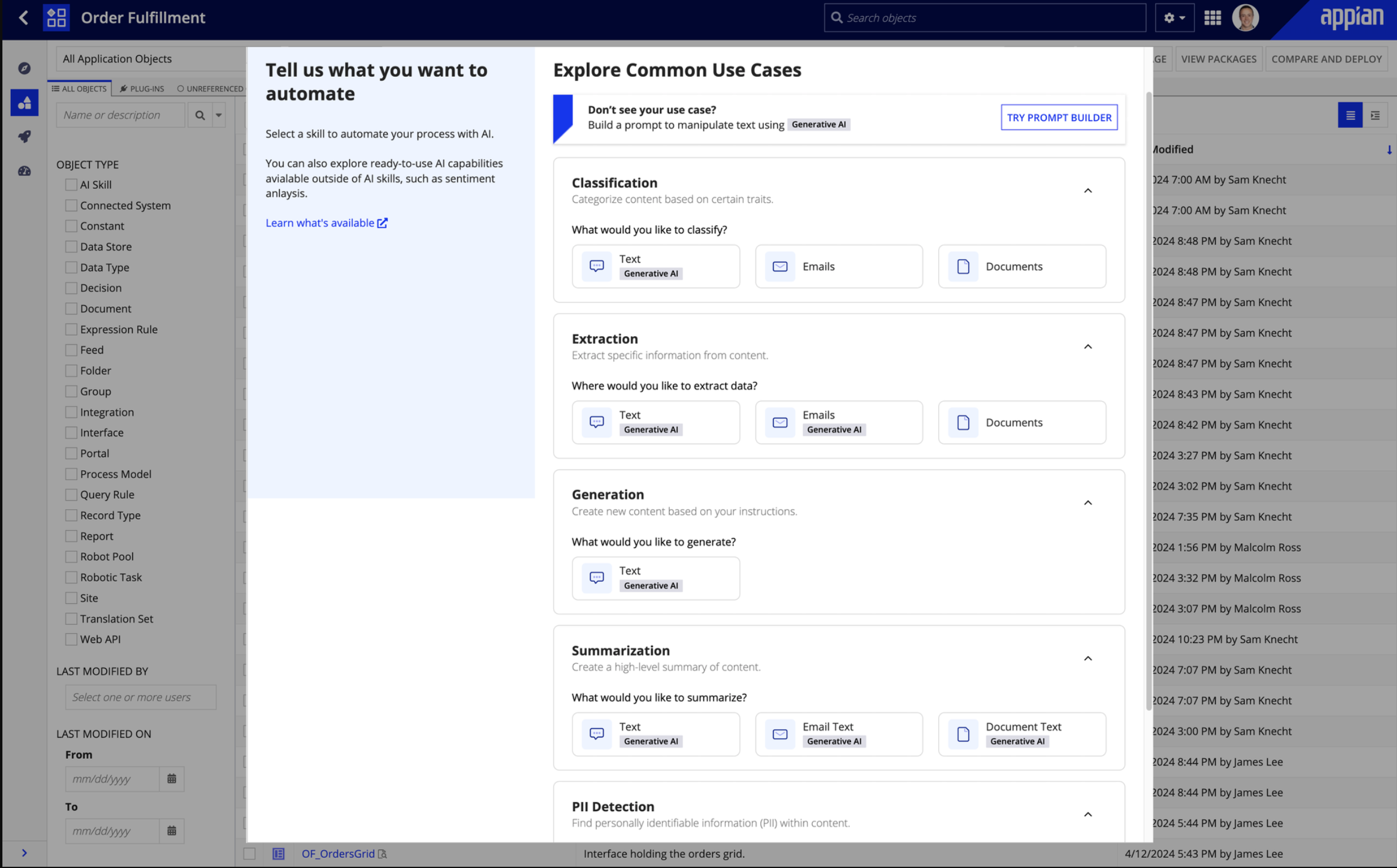 Appian select AI skills