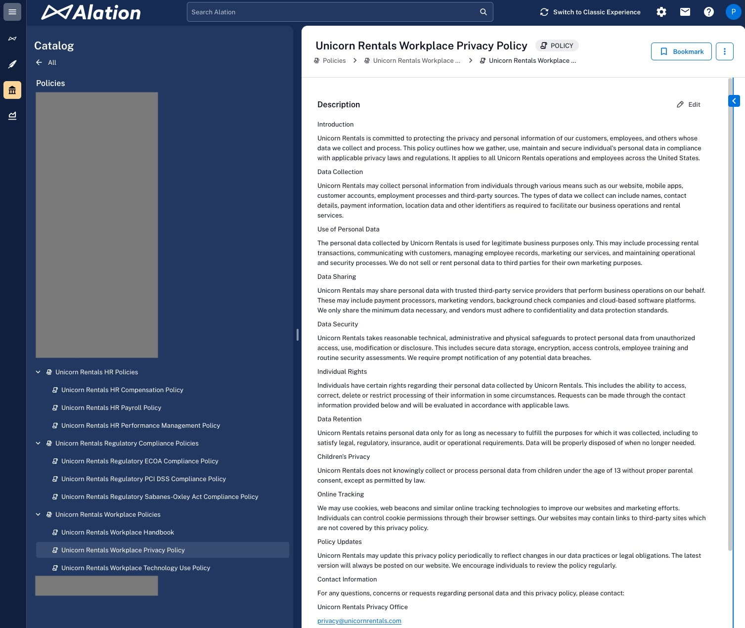 Alation Create Policies