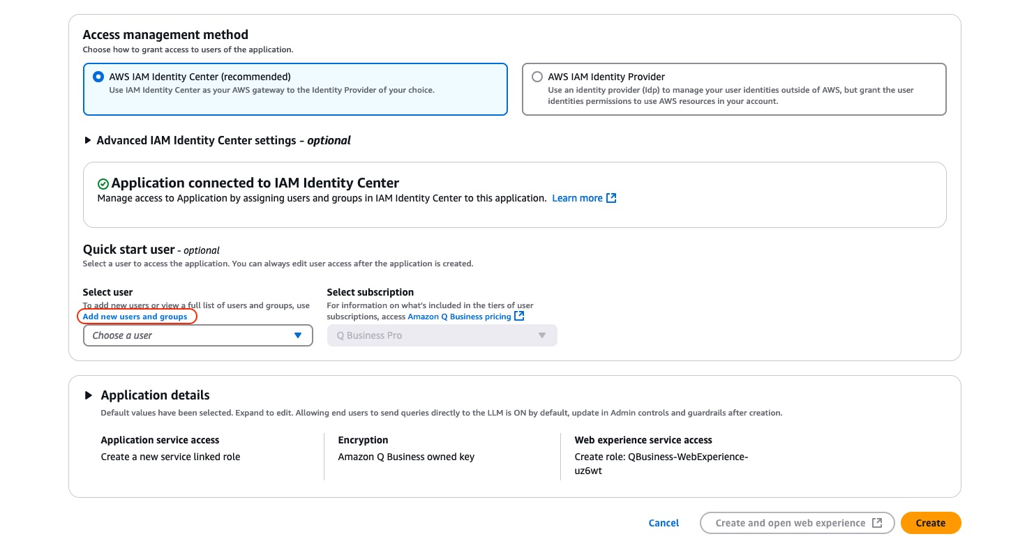 Q Business Create Application2