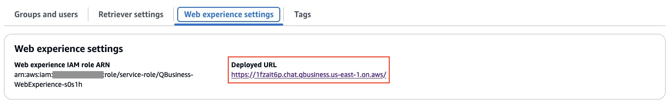 Q Business Web Experience