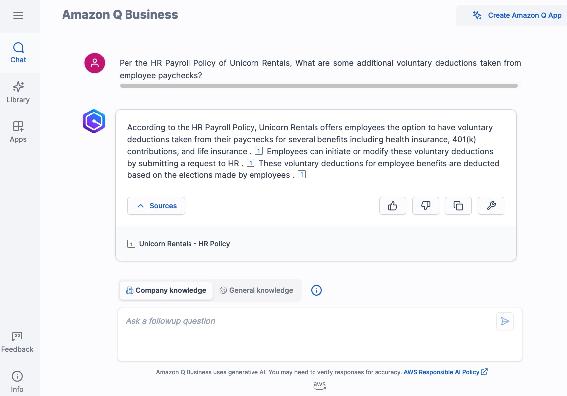 Q Business Web Experience