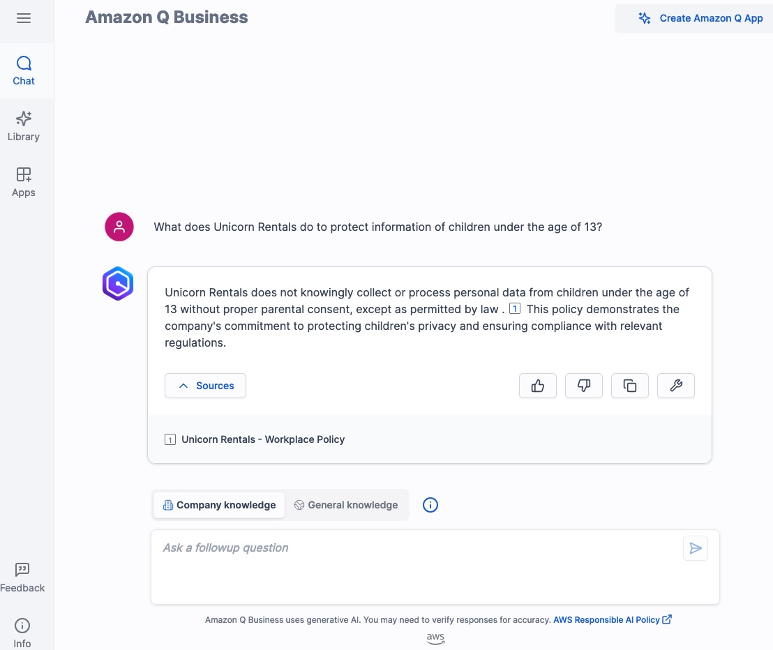 Q Business Web Experience