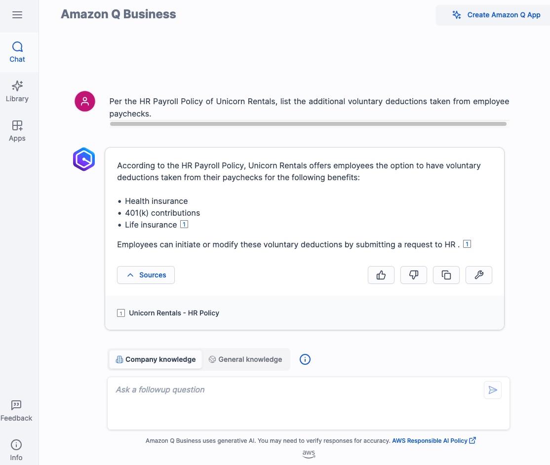 Q Business Web Experience