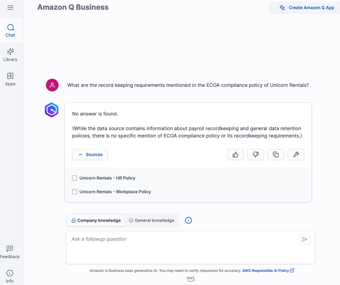 Q Business Web Experience