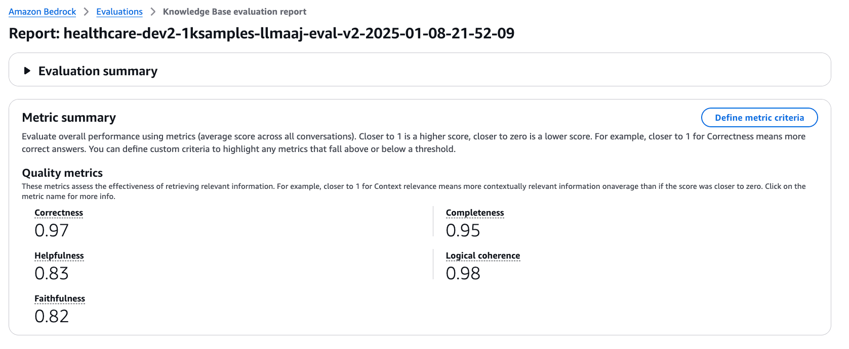 Evaluation summary for dev2dataset