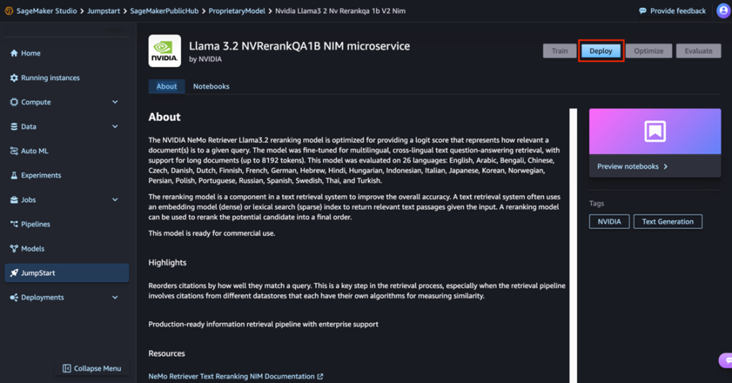 Deploy the NeMo Retriever microservice.
