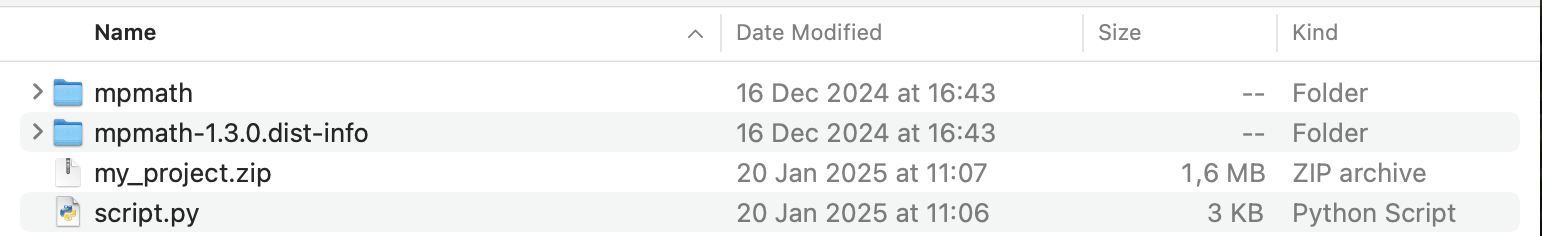 directory with zip file