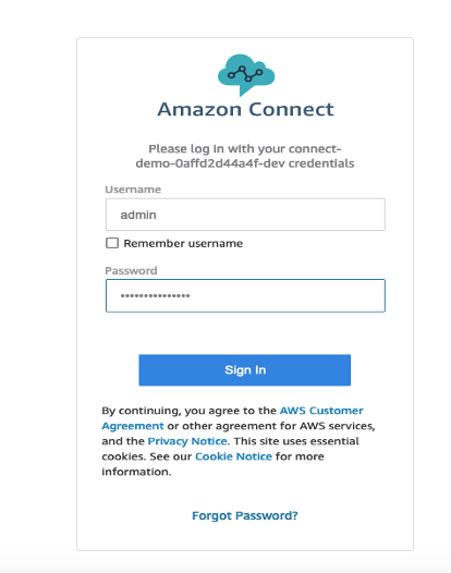Connect login page