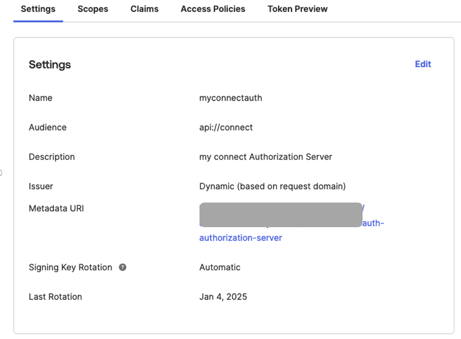 add audience and metadata url
