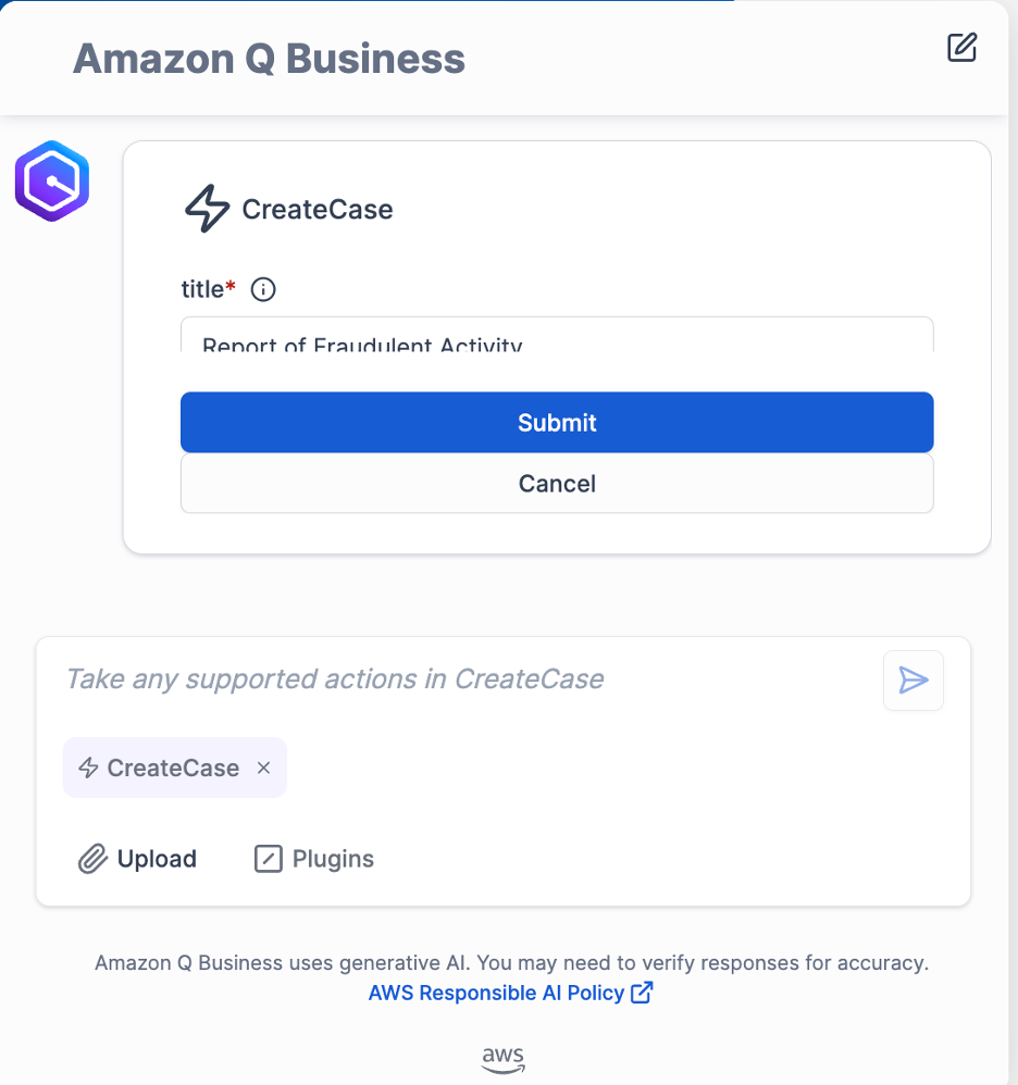 Create case custom plugin submission page