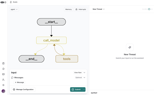 LangGraph agent workflow as viewed in LangGraph Studio