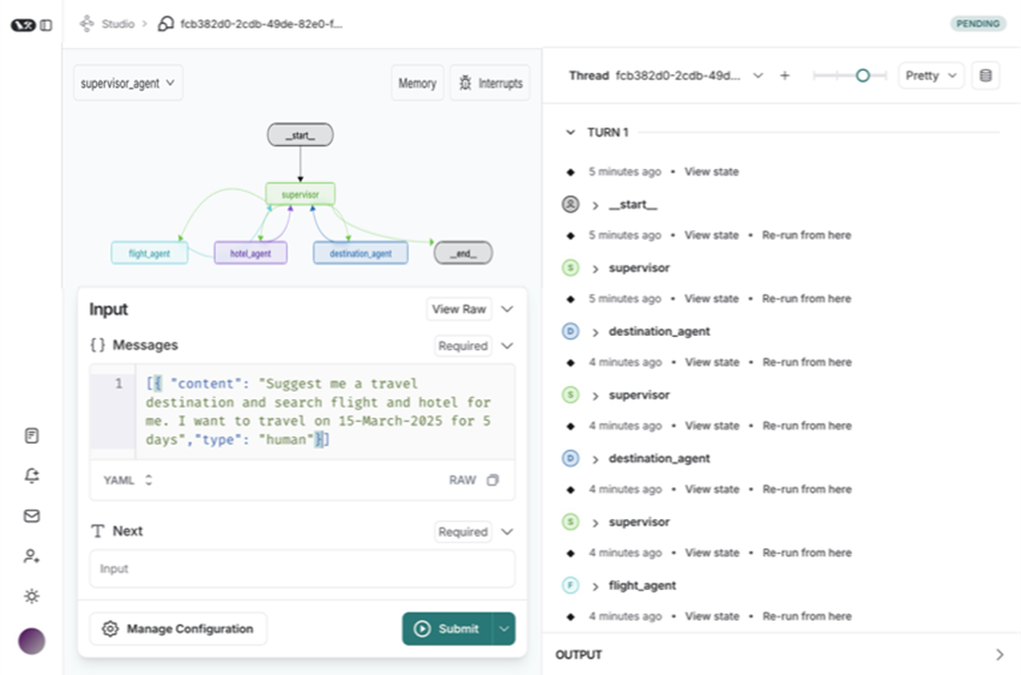 full view of the Supervisor Agent with its sub-agents