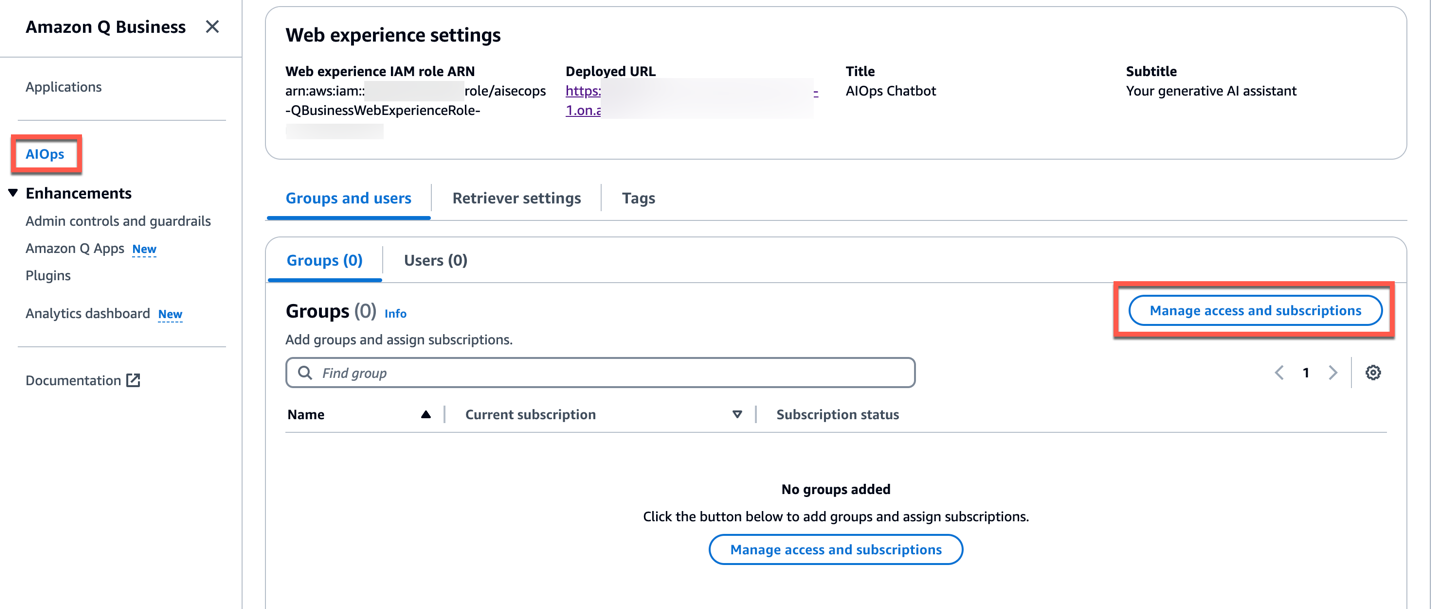 Choose Manage and Access subscription