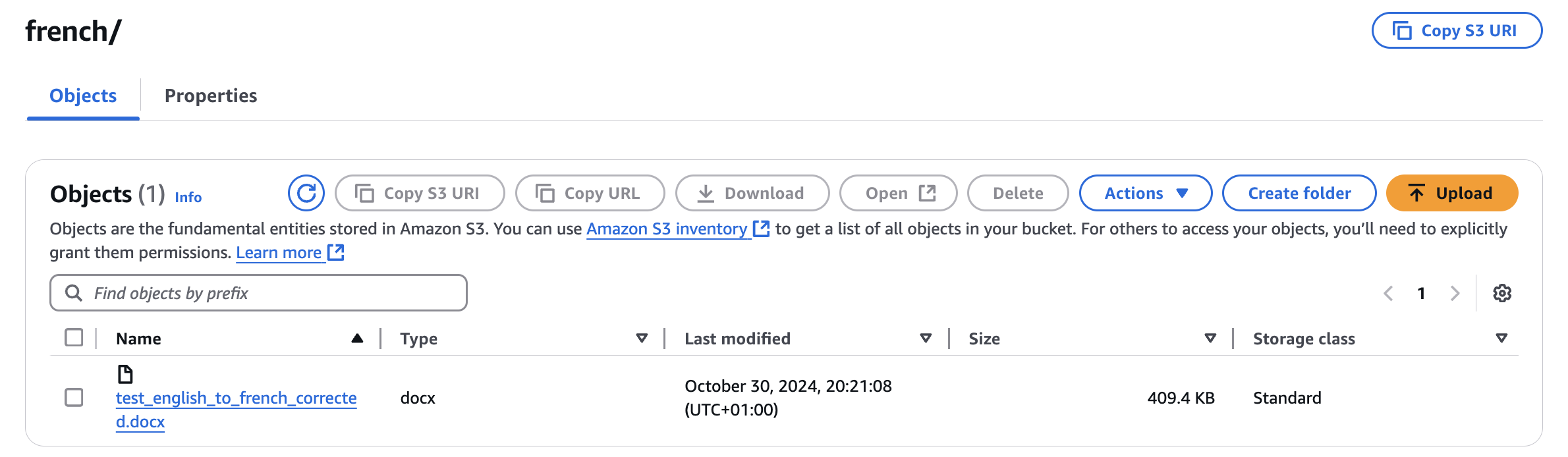 French corrected document
