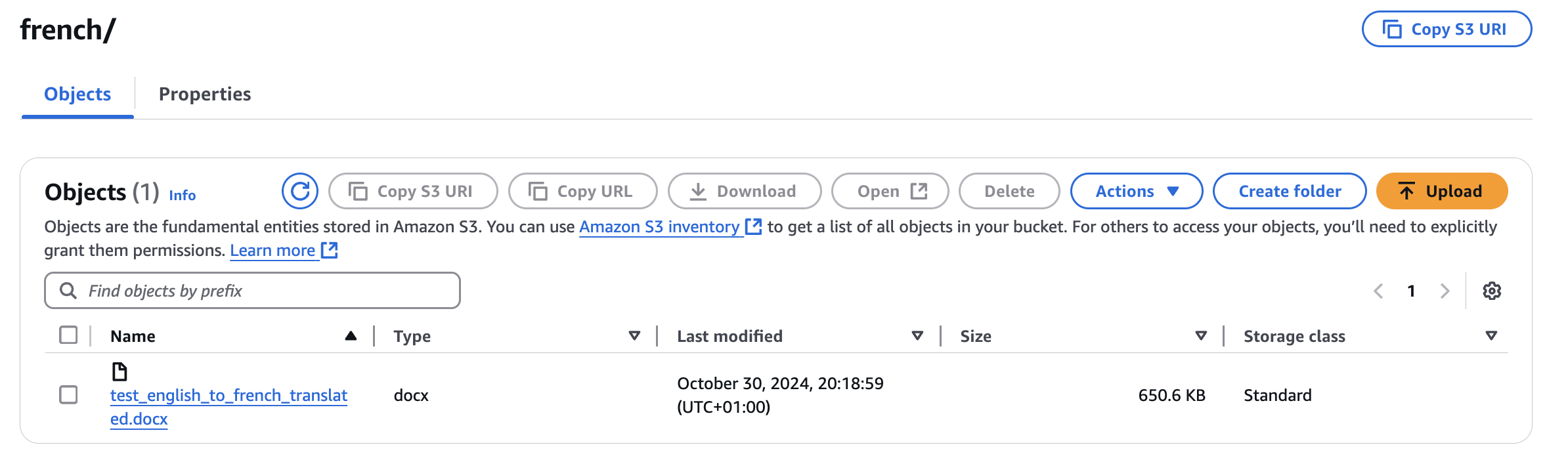 document translated into French