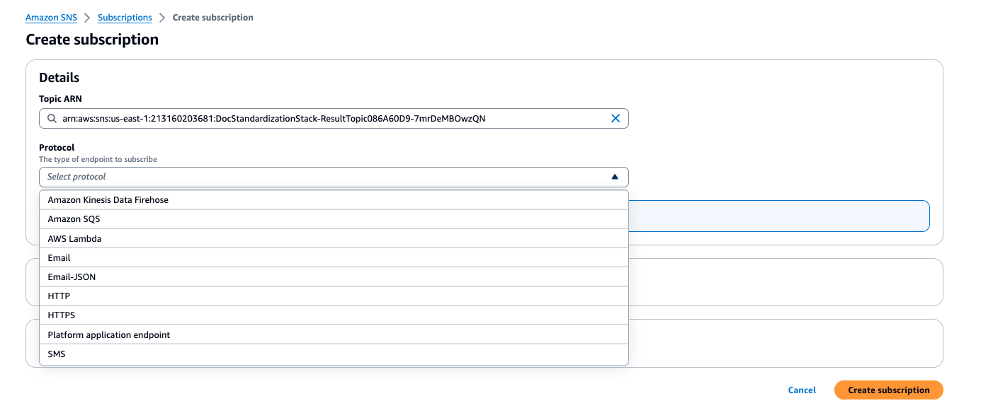 sns subcription creation