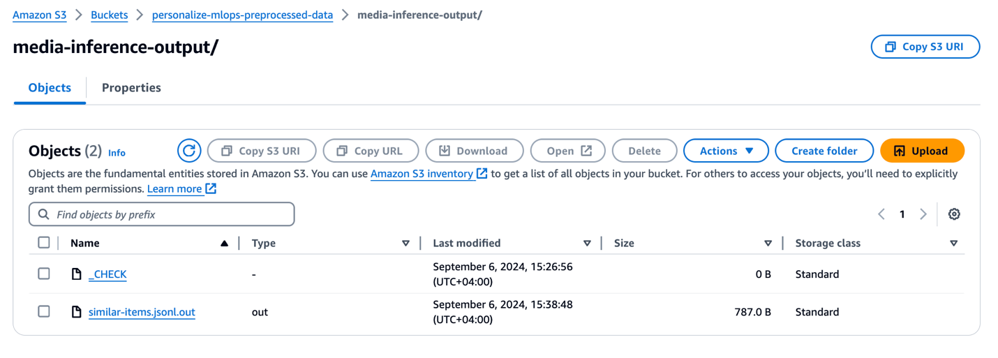 Media Inference Output - S3 Bucket
