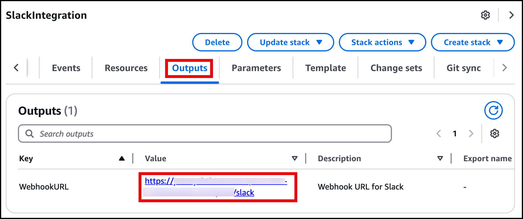 Slack Integration CFN Output